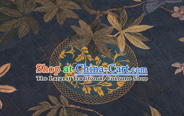 Chinese Traditional Navy Brocade Fabric Cheongsam Ginger Silk Drapery Classical Pattern Gambiered Guangdong Gauze