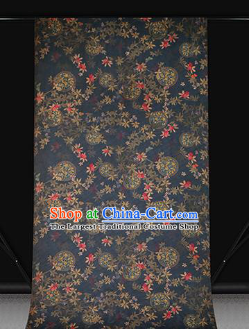 Chinese Traditional Navy Brocade Fabric Cheongsam Ginger Silk Drapery Classical Pattern Gambiered Guangdong Gauze