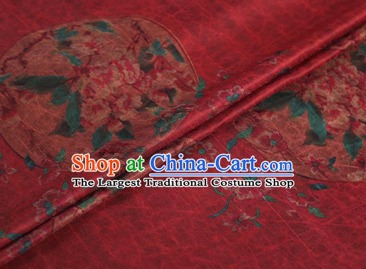 Chinese Traditional Peony Pattern Silk Drapery Classical Gambiered Guangdong Gauze Cheongsam Red Brocade Fabric