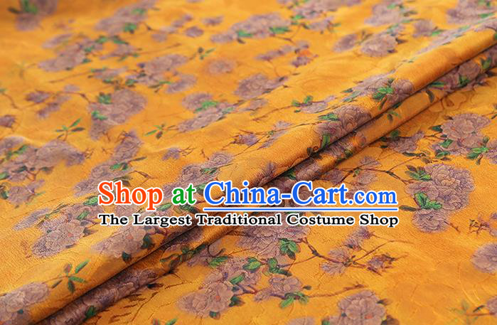 Chinese Classical Pear Blossom Pattern Silk Drapery Qipao Dress Gambiered Guangdong Gauze Traditional Golden Brocade Fabric