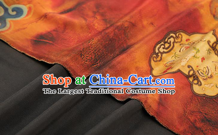 Chinese Qipao Dress Red Gambiered Guangdong Gauze Traditional Brocade Fabric Classical Dragon Fan Pattern Silk Drapery