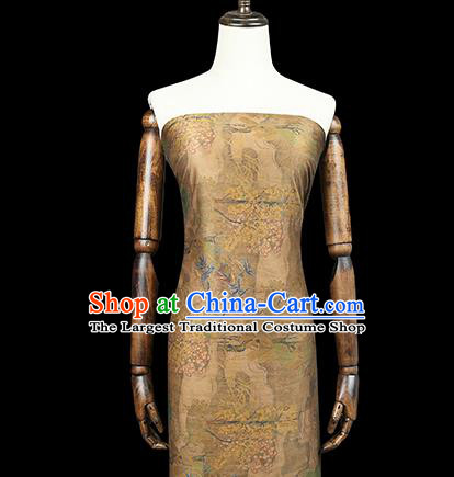 Chinese Traditional Qipao Dress Brocade Classical Pattern Silk Drapery Ginger Satin Fabric