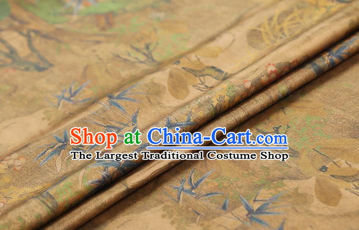 Chinese Traditional Qipao Dress Brocade Classical Pattern Silk Drapery Ginger Satin Fabric