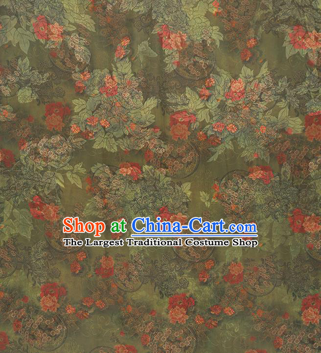 Chinese Qipao Dress Green Gambiered Guangdong Gauze Traditional Brocade Fabric Classical Jacquard Silk Drapery