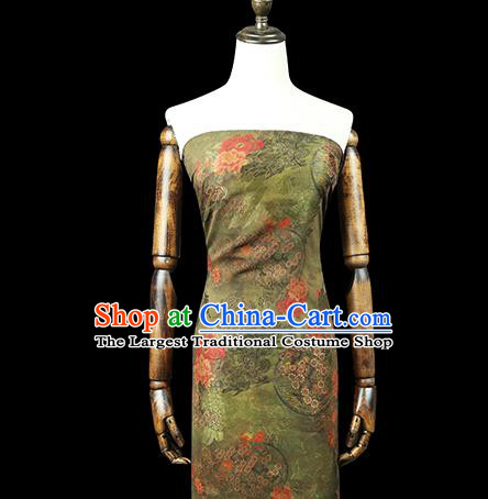 Chinese Qipao Dress Green Gambiered Guangdong Gauze Traditional Brocade Fabric Classical Jacquard Silk Drapery
