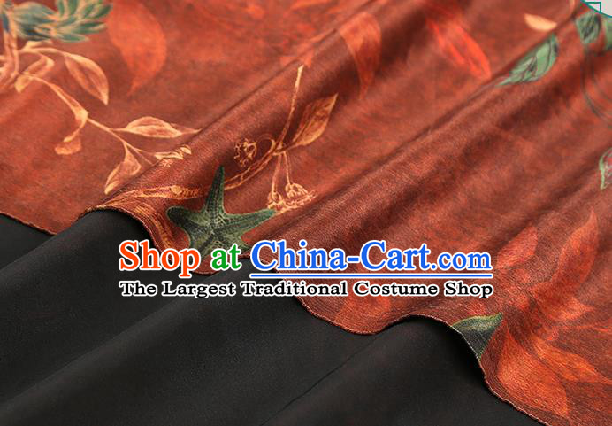 Chinese Traditional Brocade Fabric Qipao Dress Satin Classical Epiphyllum Pattern Maroon Silk Drapery
