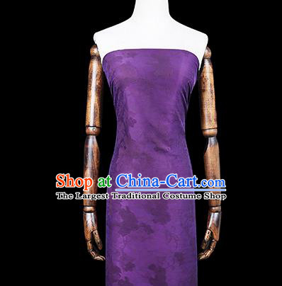 Chinese Qipao Dress Gambiered Guangdong Gauze Traditional Brocade Fabric Classical Jacquard Peony Purple Silk Drapery