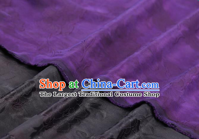 Chinese Qipao Dress Gambiered Guangdong Gauze Traditional Brocade Fabric Classical Jacquard Peony Purple Silk Drapery