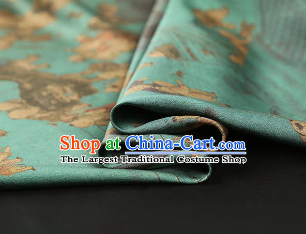 Chinese Traditional Blue Brocade Fabric Classical Hundred Boys Pattern Silk Drapery Qipao Dress Satin Cloth