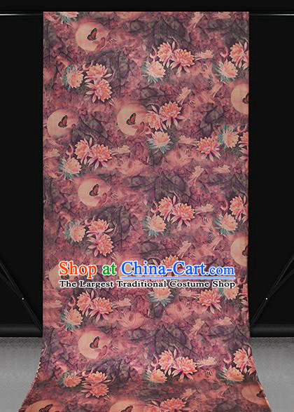 Chinese Qipao Dress Brocade Fabric Gambiered Guangdong Gauze Traditional Classical Epiphyllum Pattern Purple Silk Drapery