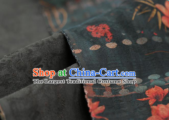 Chinese Traditional Qipao Dress Maroon Brocade Cloth Classical Bamboo Leaf Pattern Silk Fabric Gambiered Guangdong Gauze