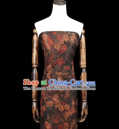 Chinese Classical Flowers Pattern Purplish Red Silk Drapery Qipao Dress Fabric Traditional Gambiered Guangdong Gauze