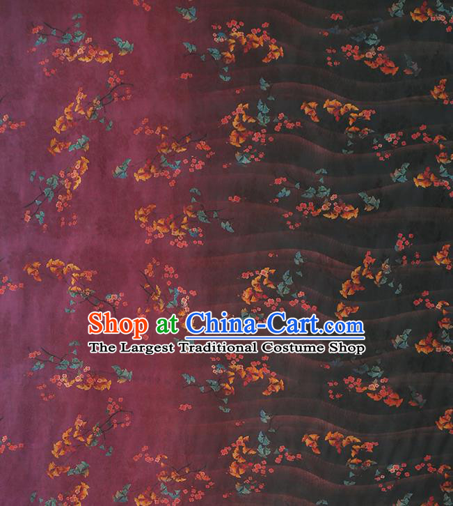 Chinese Traditional Purple Gambiered Guangdong Gauze Classical Flowers Pattern Silk Fabric Qipao Dress Cloth