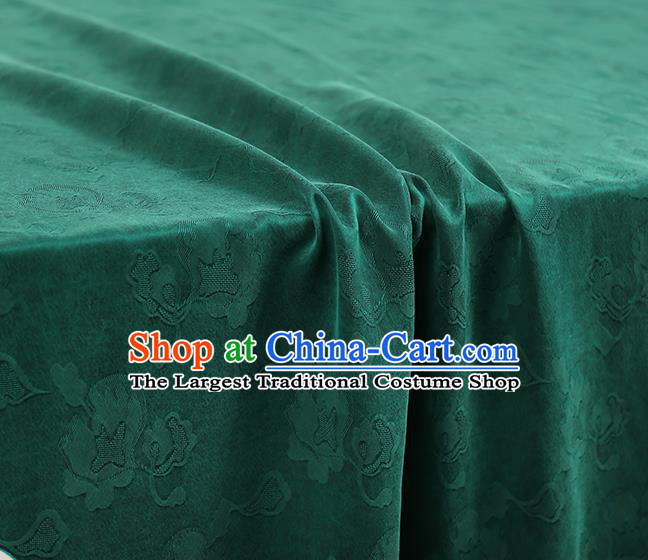 Chinese Classical Flowers Pattern Green Silk Fabric Traditional Gambiered Guangdong Gauze Qipao Dress Jacquard Cloth