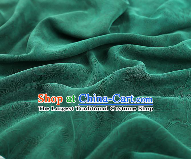 Chinese Traditional Qipao Dress Gambiered Guangdong Gauze Jacquard Green Cloth Classical Pine Crane Pattern Silk Fabric