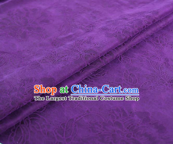 Chinese Traditional Jacquard Cloth Qipao Dress Gambiered Guangdong Gauze Classical Peony Pattern Purple Silk Fabric