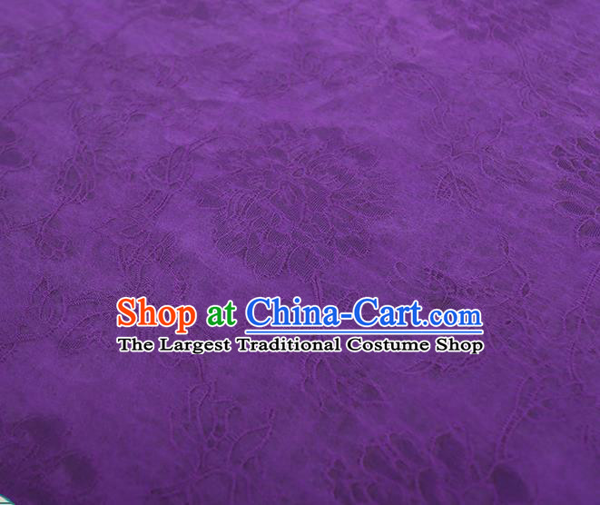 Chinese Traditional Jacquard Cloth Qipao Dress Gambiered Guangdong Gauze Classical Peony Pattern Purple Silk Fabric