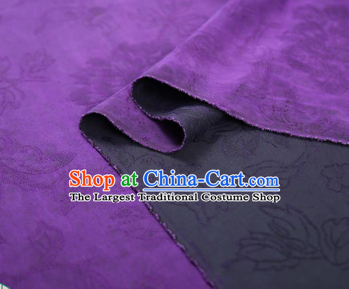 Chinese Traditional Jacquard Cloth Qipao Dress Gambiered Guangdong Gauze Classical Peony Pattern Purple Silk Fabric