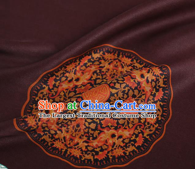 Chinese Traditional Wine Red Brocade Cloth Gambiered Guangdong Gauze Qipao Dress Classical Pattern Silk Fabric
