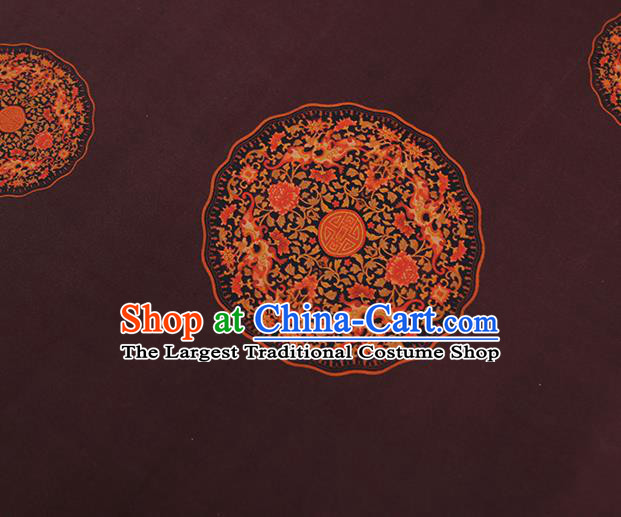 Chinese Traditional Wine Red Brocade Cloth Gambiered Guangdong Gauze Qipao Dress Classical Pattern Silk Fabric