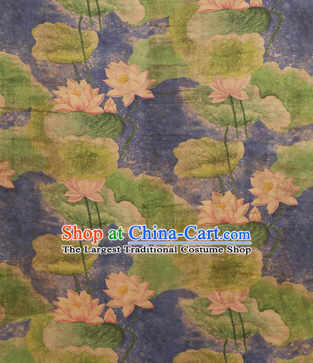 Chinese Qipao Dress Violet Gambiered Guangdong Gauze Classical Lotus Pattern Silk Fabric Traditional Brocade Cloth