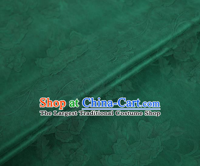 Chinese Traditional Jacquard Butterfly Peony Green Silk Fabric Classical Qipao Dress Gambiered Guangdong Gauze Cloth
