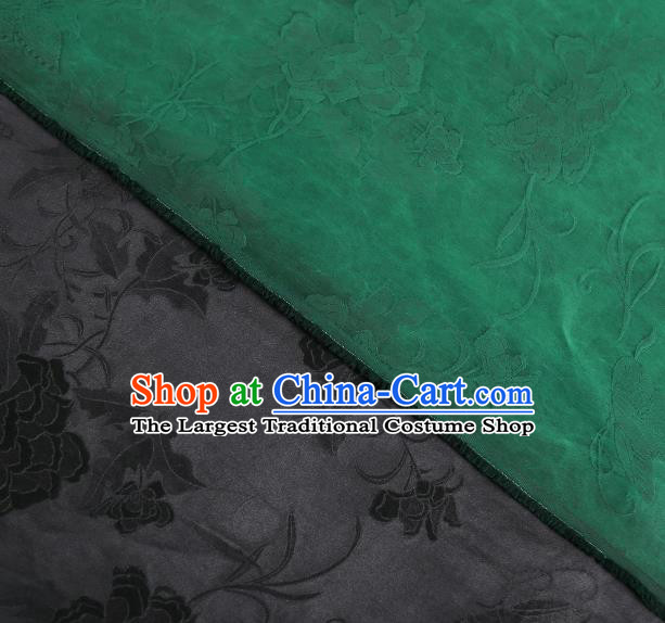 Chinese Traditional Jacquard Butterfly Peony Green Silk Fabric Classical Qipao Dress Gambiered Guangdong Gauze Cloth