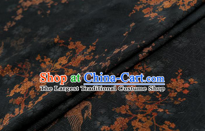 Chinese Classical Phoenix Pattern Silk Drapery Traditional Qipao Dress Fabric Black Gambiered Guangdong Gauze