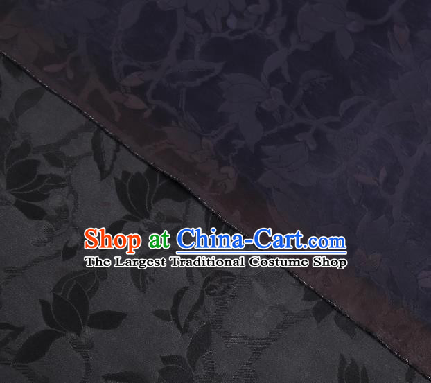 Chinese Classical Qipao Dress Gambiered Guangdong Gauze Cloth Traditional Jacquard Mangnolia Purple Silk Fabric