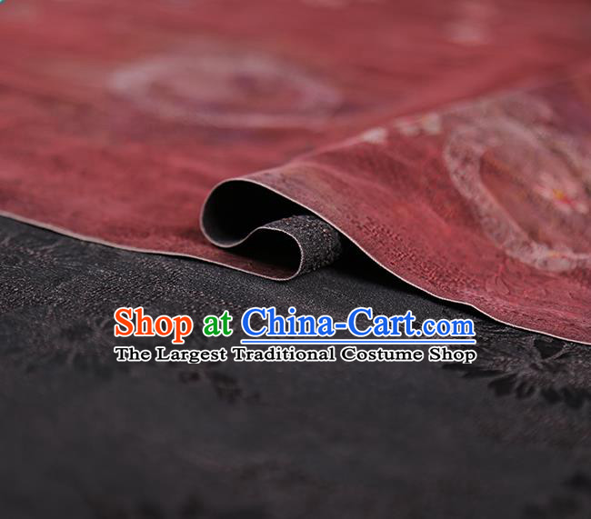 Chinese Traditional Jacquard Silk Fabric Classical Qipao Dress Purplish Red Gambiered Guangdong Gauze Cloth
