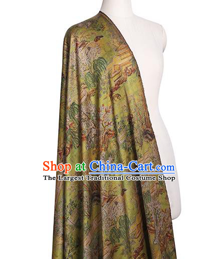 Chinese Traditional Light Green Silk Fabric Classical Qipao Dress Material Gambiered Guangdong Gauze