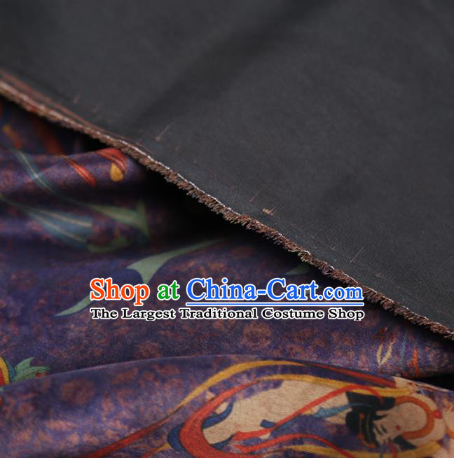 Chinese Classical Flying Goddess Pattern Silk Fabric  Traditional Cheongsam Purple Brocade Material