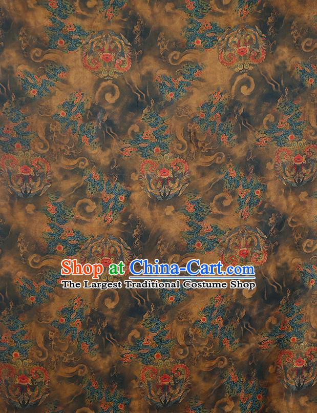 Chinese Classical Phoenix Pattern Brown Silk Fabric Traditional Cheongsam Tapestry Brocade Material