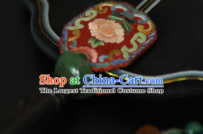 China Traditional Handmade Embroidered Fans Ancient Princess Palace Fan Hanfu Black Silk Fan
