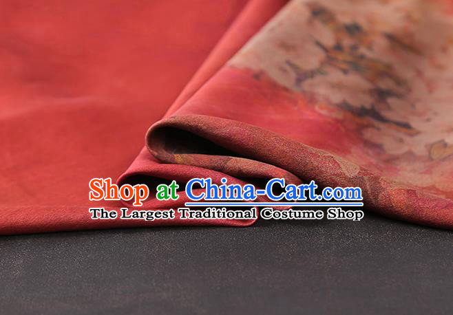 Chinese Red Silk Drapery Classical Peach Blossom Pattern Gambiered Guangdong Gauze Traditional Qipao Dress Brocade Fabric