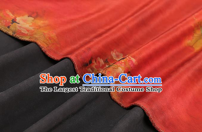 Chinese Classical Begonia Pattern Red Silk Drapery Qipao Dress Brocade Fabric Traditional Gambiered Guangdong Gauze