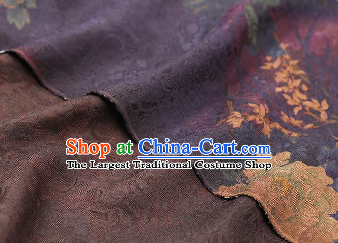 Chinese Traditional Qipao Dress Silk Fabric Classical Peony Pattern Purple Gambiered Guangdong Gauze Drapery