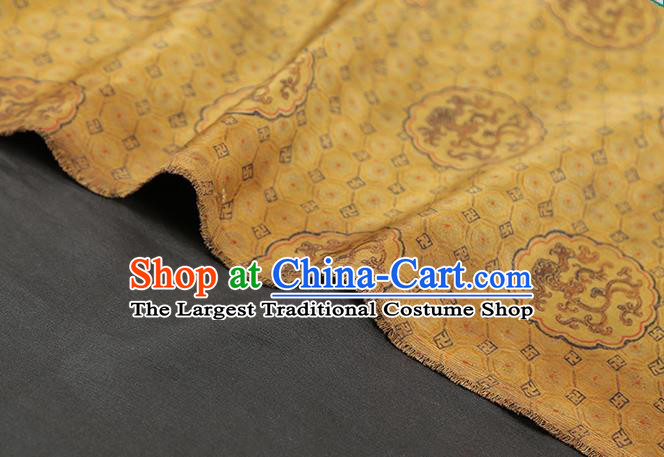 Chinese Traditional Tang Suit Silk Fabric Classical Dragon Pattern Golden Brocade Drapery