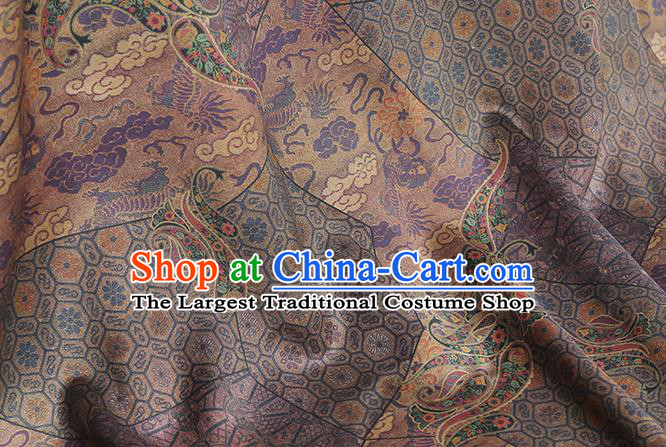 Chinese Classical Pattern Gambiered Guangdong Gauze Drapery Traditional Tang Suit Light Purple Silk Fabric