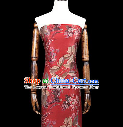 Chinese Wedding Printing Red Gambiered Guangdong Gauze Drapery Traditional Qipao Dress Silk Fabric