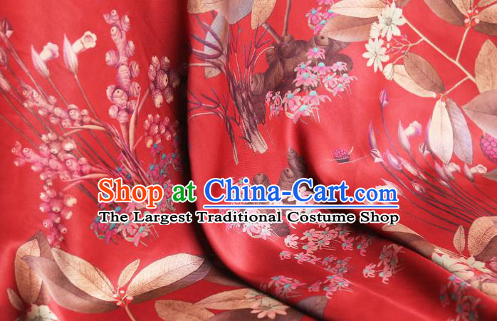 Chinese Wedding Printing Red Gambiered Guangdong Gauze Drapery Traditional Qipao Dress Silk Fabric