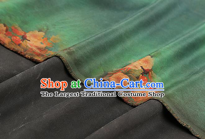 Chinese Traditional Classical Begonia Pattern Silk Drapery Green Gambiered Guangdong Gauze Qipao Dress Brocade Fabric