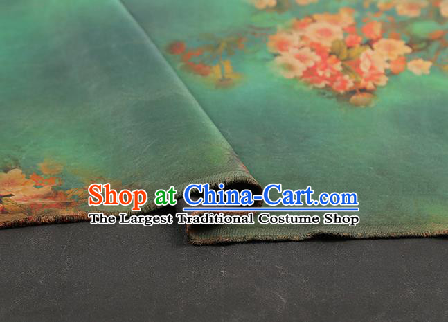 Chinese Traditional Classical Begonia Pattern Silk Drapery Green Gambiered Guangdong Gauze Qipao Dress Brocade Fabric