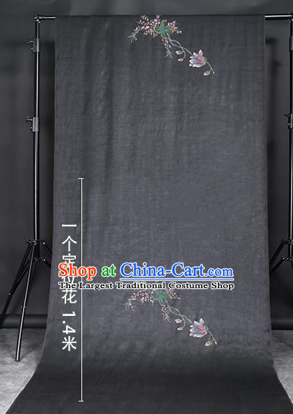 China Traditional Hand Painting Black Silk Fabric Cheongsam Drapery Classical Gambiered Guangdong Gauze