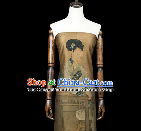 China Cheongsam Drapery Classical Ginger Gambiered Guangdong Gauze Traditional Printing Beauty Silk Fabric