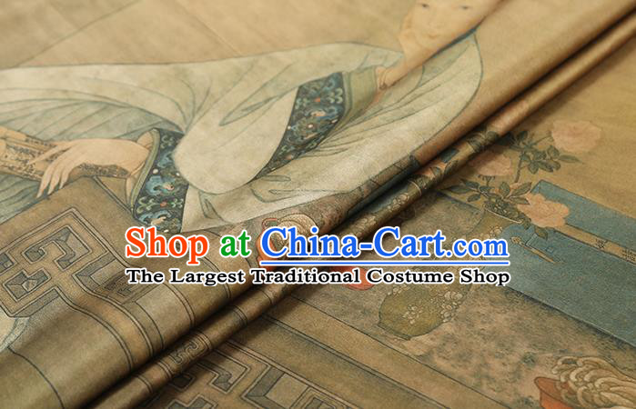 China Cheongsam Drapery Classical Ginger Gambiered Guangdong Gauze Traditional Printing Beauty Silk Fabric