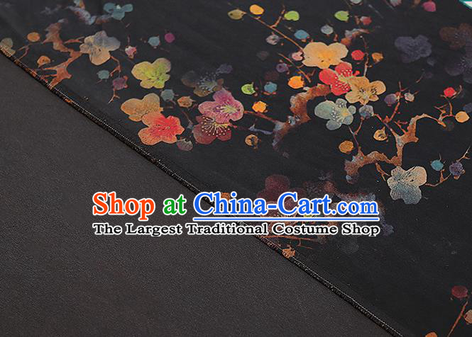 Chinese Traditional Qipao Dress Tapestry Silk Fabric Classical Plum Blossom Pattern Black Brocade Drapery