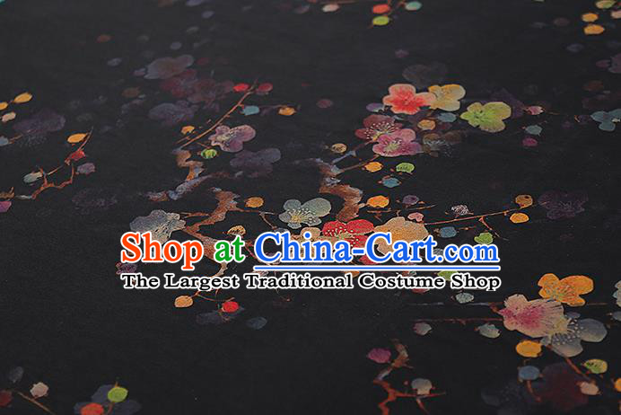 Chinese Traditional Qipao Dress Tapestry Silk Fabric Classical Plum Blossom Pattern Black Brocade Drapery