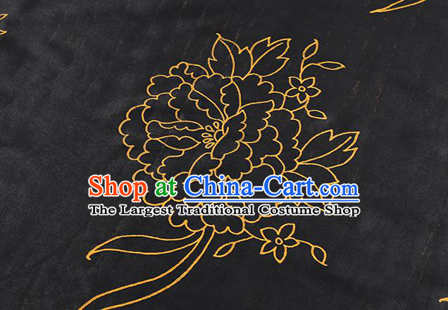 Chinese Traditional Qipao Dress Black Tapestry Silk Fabric Classical Peony Pattern Brocade Drapery