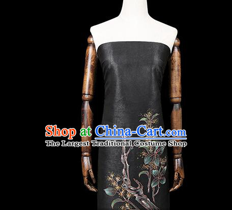 China Classical Gambiered Guangdong Gauze Cheongsam Drapery Traditional Black Silk Fabric